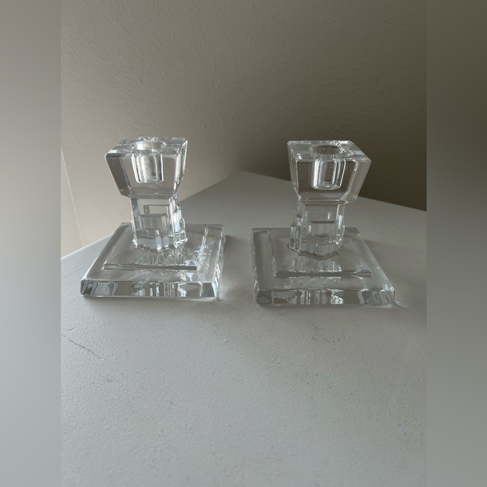 Waterford Crystal | Pair Metropolitan Candle Holders | Square Pillars